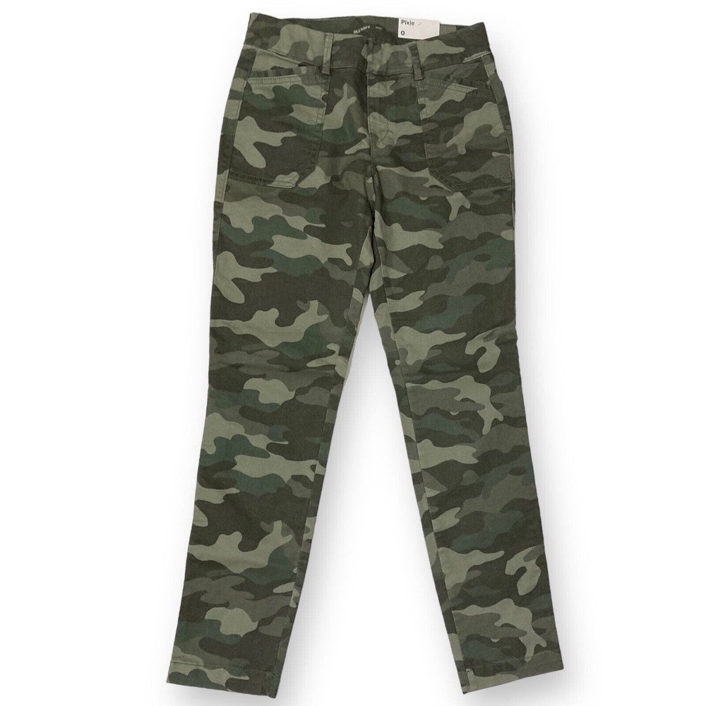 Old Navy Camo Pixie Pants Skinny Leg Green Size 0 New - Picture 1 of 6